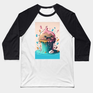 Cake Caricature - January 1st - Yearlong Psychedelic Cute Cakes Collection - Birthday Party - Delicious Dripping Paint, Bright Colors, and Big Adorable Smiles Baseball T-Shirt